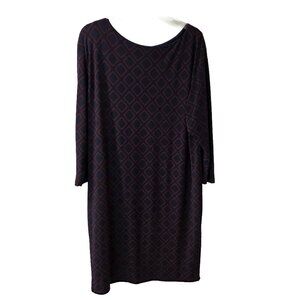 Ralph Lauren Navy/Burgundy Geometric 3/4 Sleeve Shift - sz14